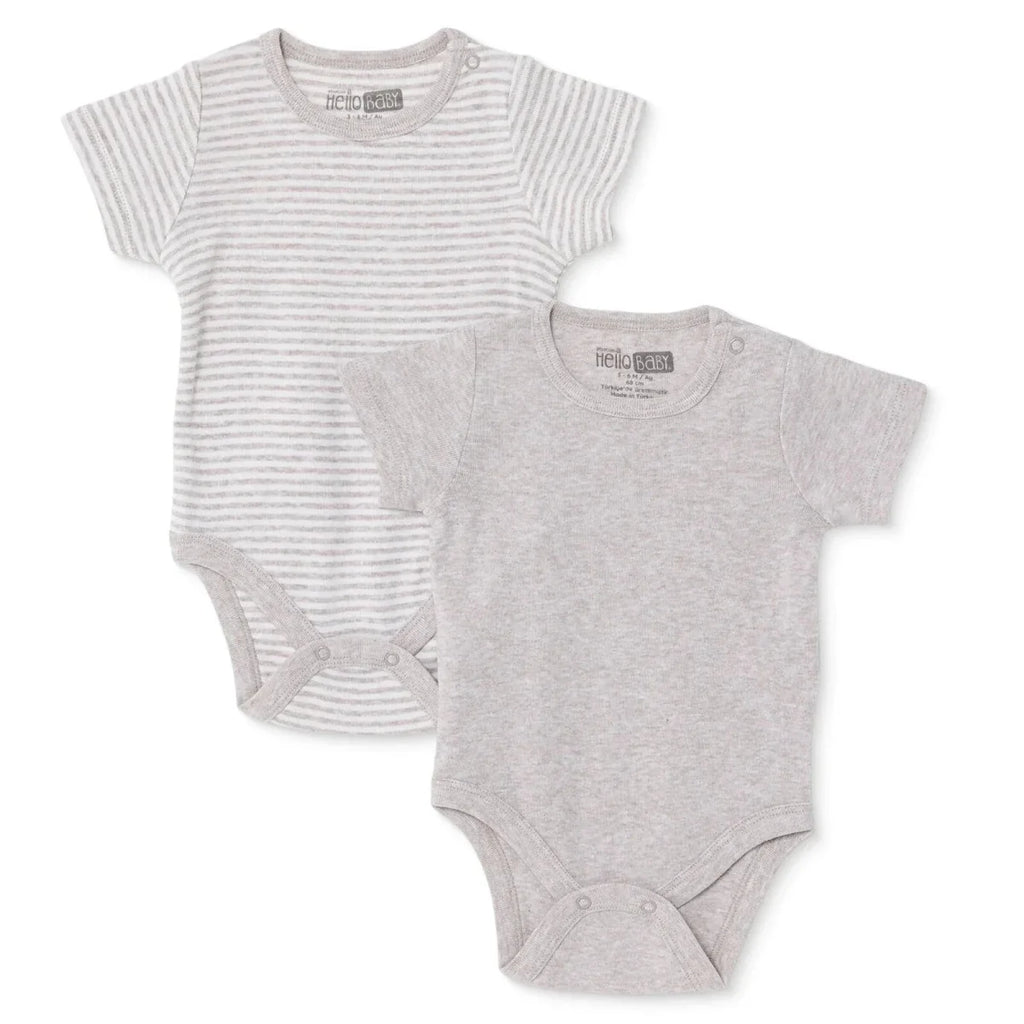 HelloBaby 2 Pack Striped Short Sleeve Baby Bodysuits (1-3 Months to 2-3 Years)