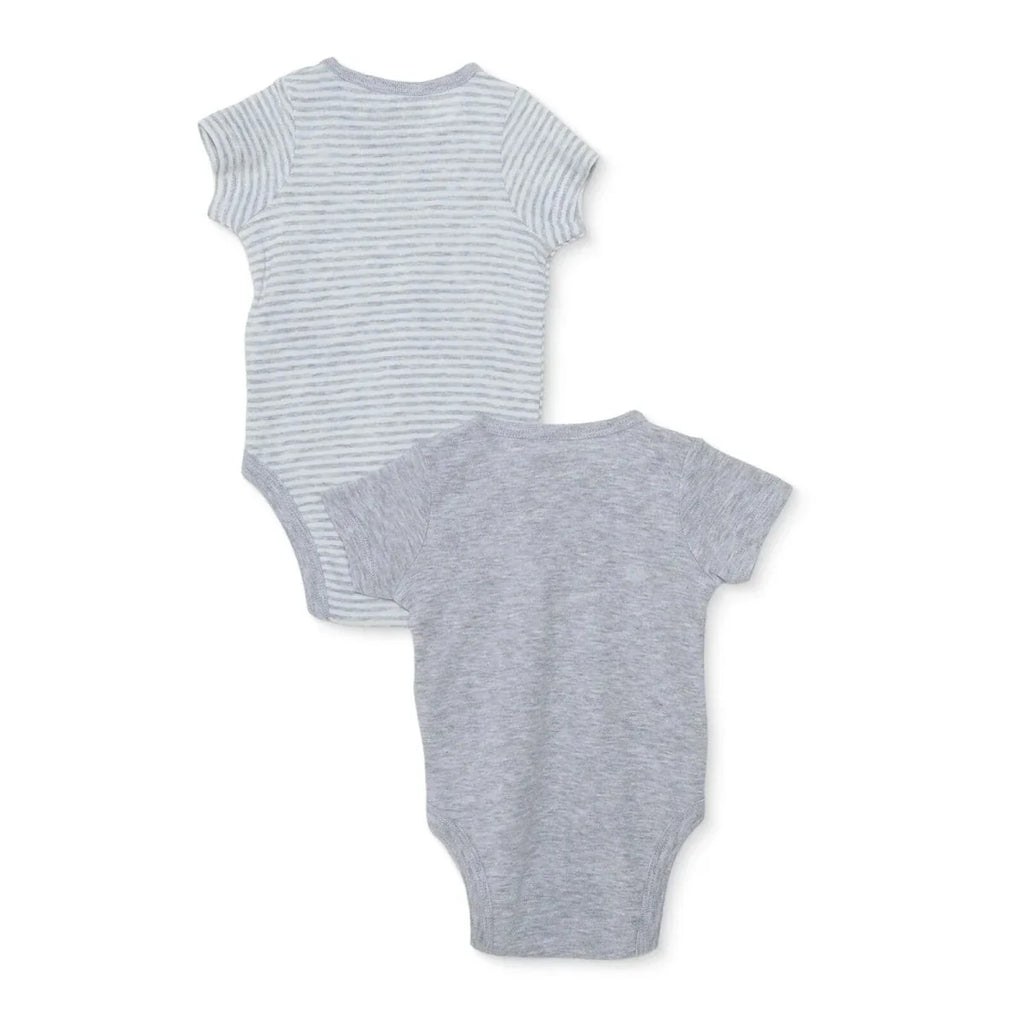 HelloBaby 2 Pack Striped Short Sleeve Baby Bodysuits (1-3 Months to 2-3 Years) - Grey