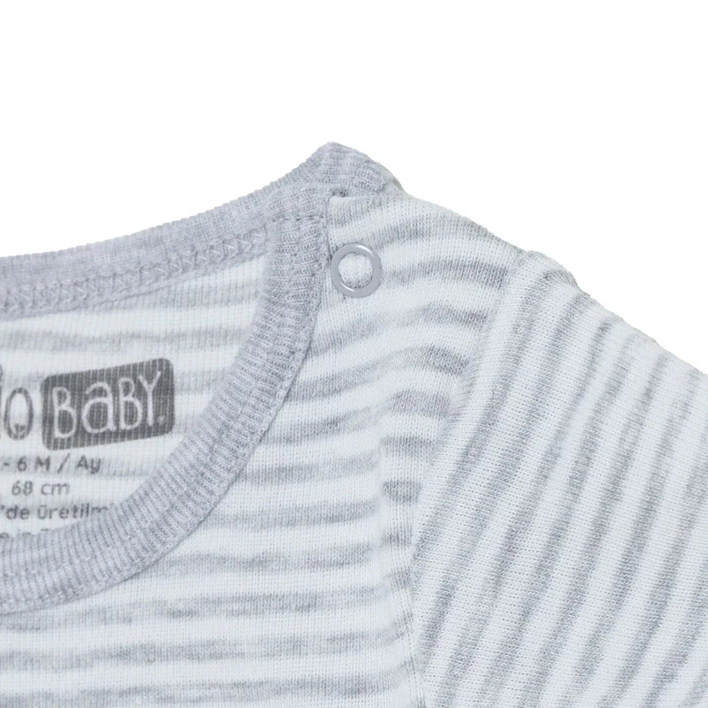 HelloBaby 2 Pack Striped Short Sleeve Baby Bodysuits (1-3 Months to 2-3 Years) - Grey