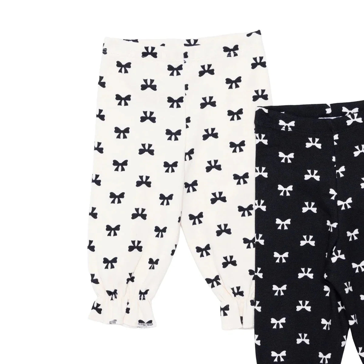 HelloBaby 2 Pack Bow Print Interlock Footless Baby Bottoms (3-6 Months to 2-3 Years) - Black