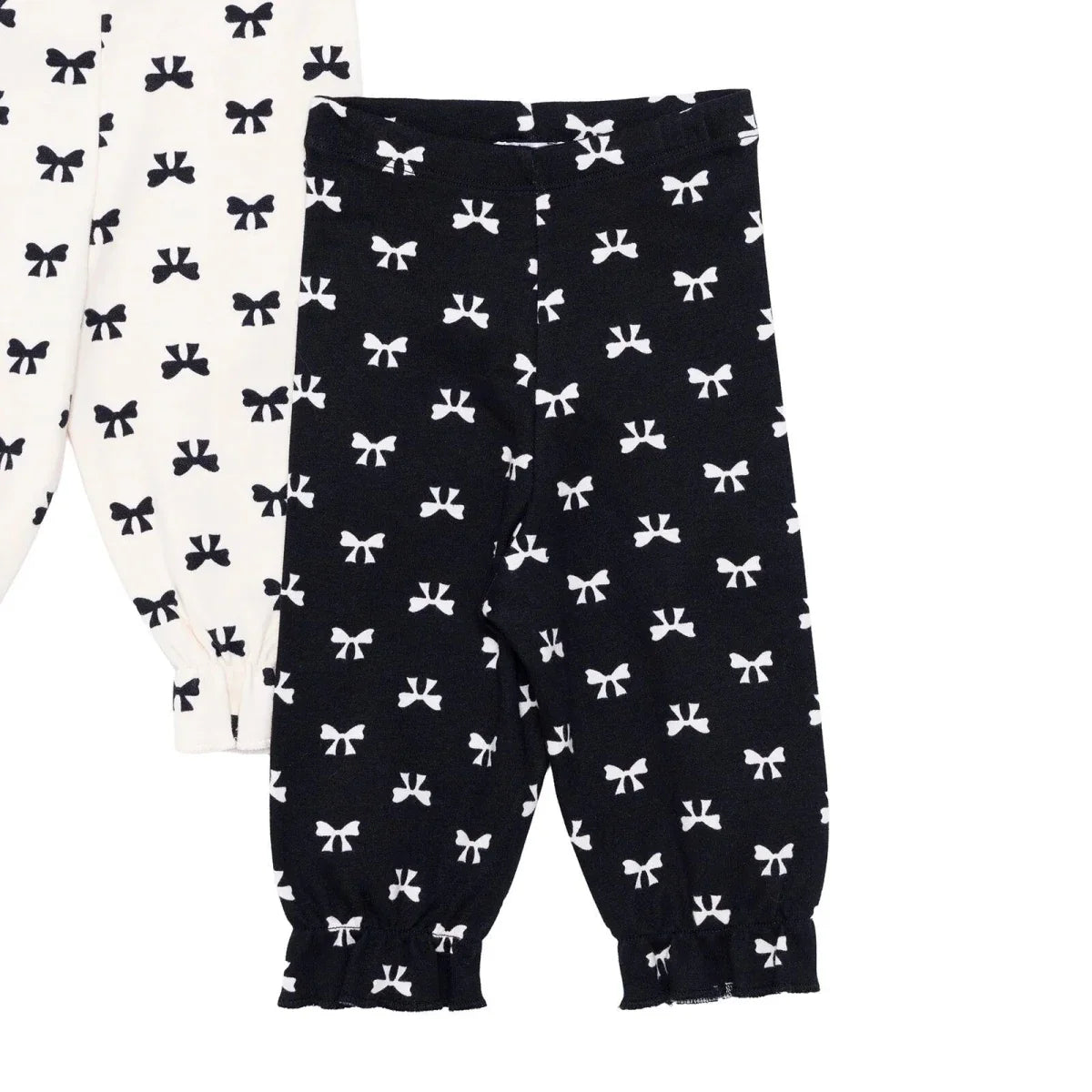 HelloBaby 2 Pack Bow Print Interlock Footless Baby Bottoms (3-6 Months to 2-3 Years) - Black