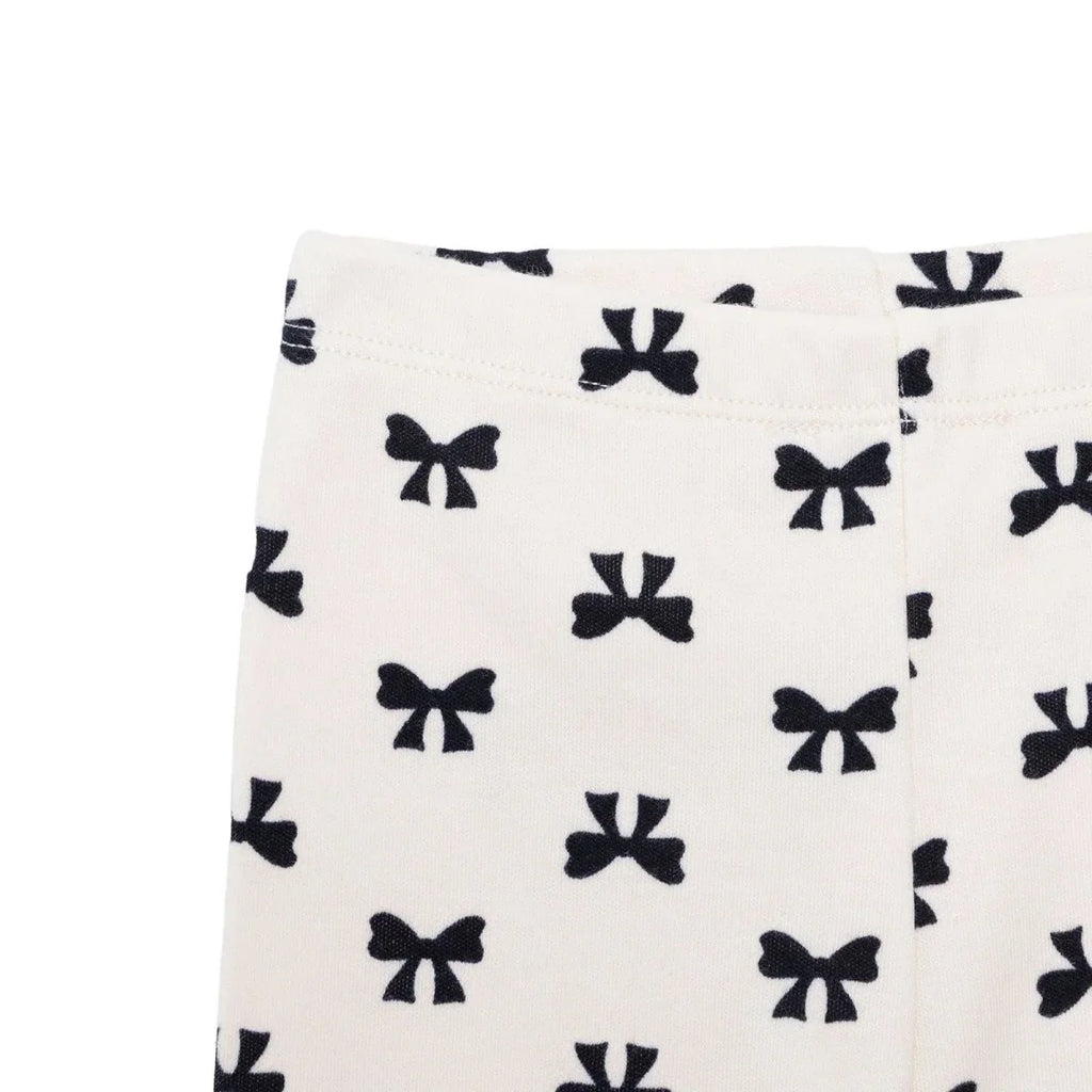 HelloBaby 2 Pack Bow Print Interlock Footless Baby Bottoms (3-6 Months to 2-3 Years) - Black