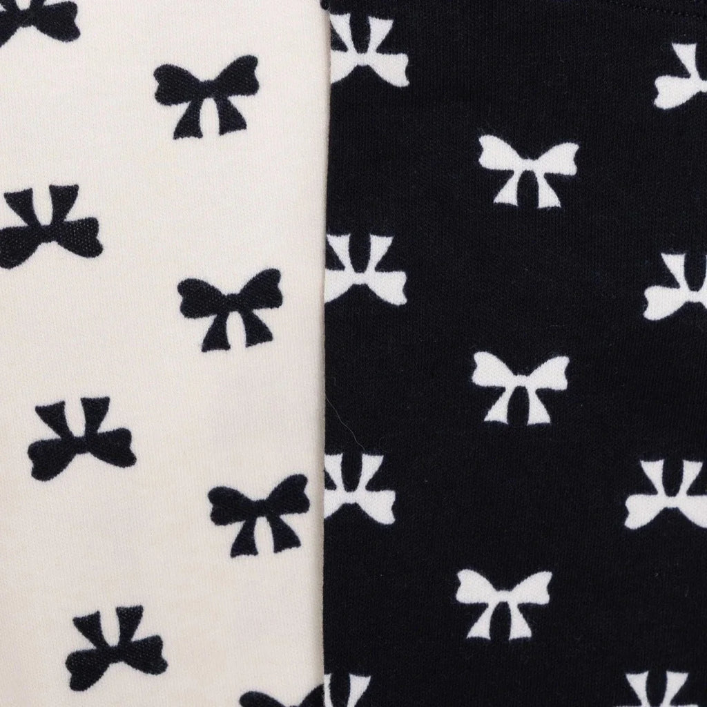 HelloBaby 2 Pack Bow Print Interlock Footless Baby Bottoms (3-6 Months to 2-3 Years) - Black