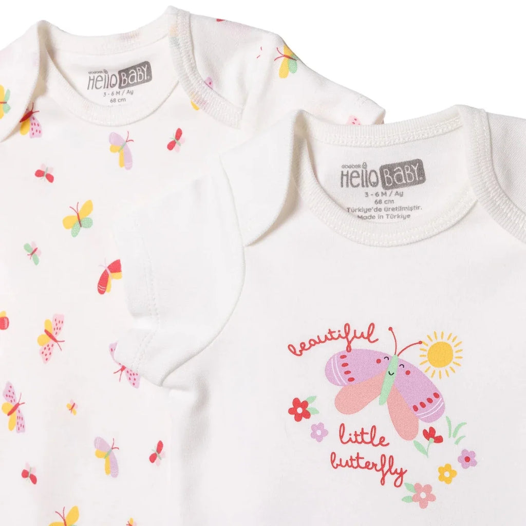 HelloBaby 2 Pack Envelope Neck Short Sleeve Baby Bodysuits (1-3 Months to 2-3 Years)
