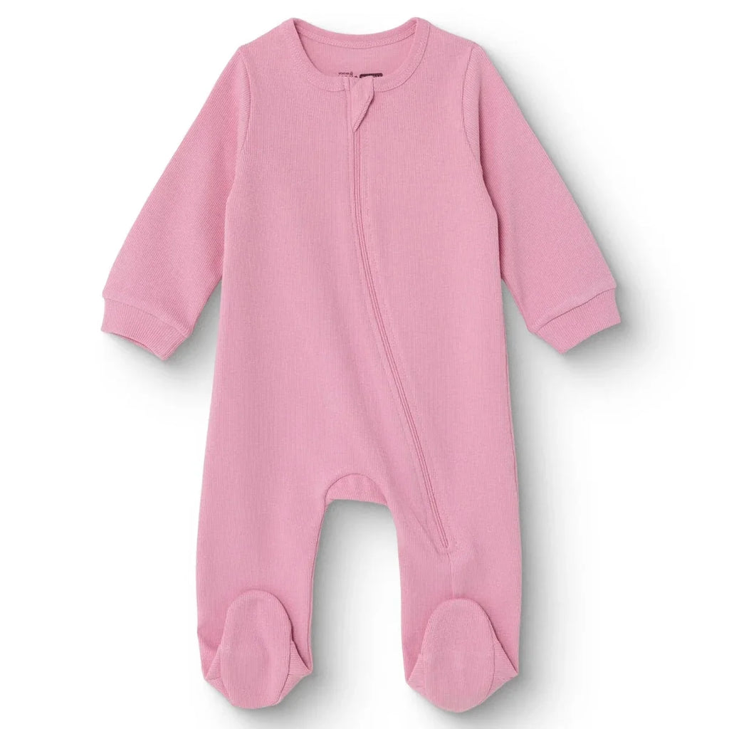 HelloBaby Girls Footed Sleepsuit Zip Fastening Crew Neck Full Length Long Sleeve - Pink