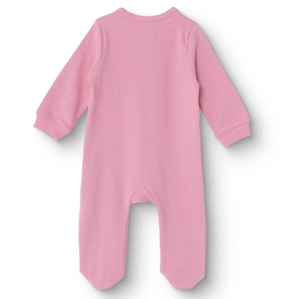 HelloBaby Girls Footed Sleepsuit Zip Fastening Crew Neck Full Length Long Sleeve - Pink