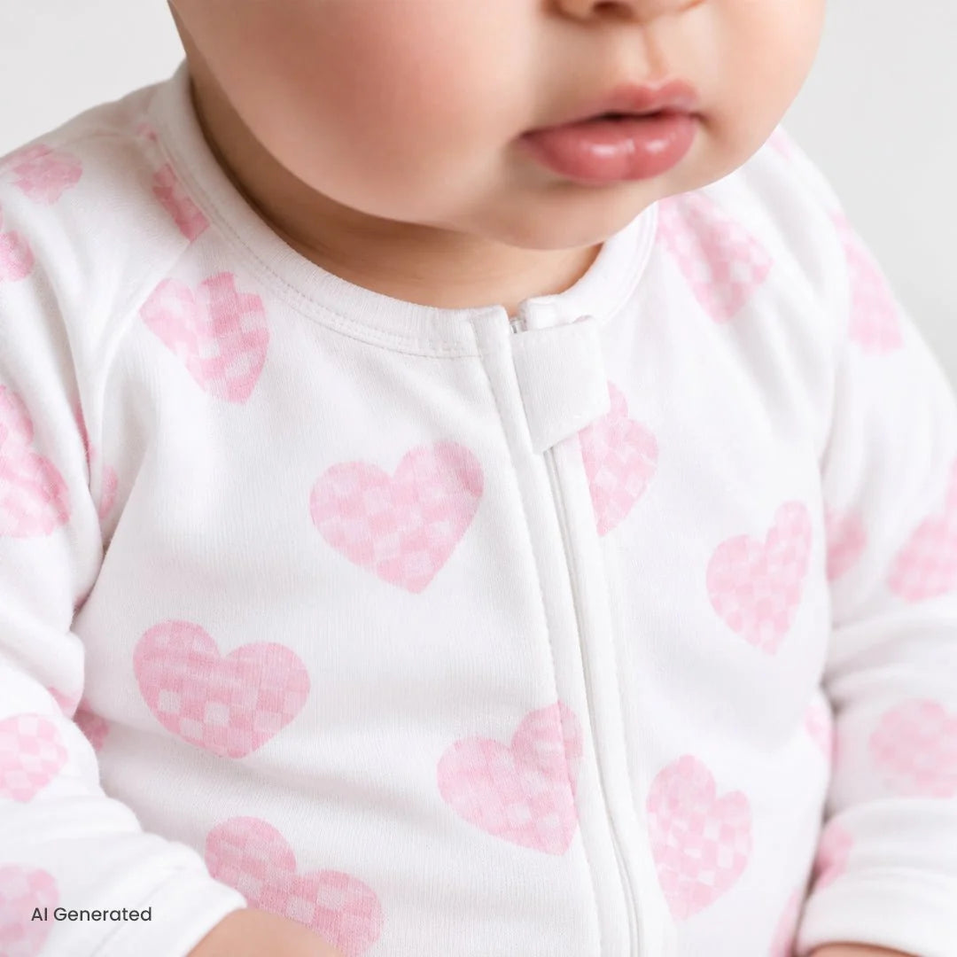 HelloBaby Long Sleeve Baby Sleepsuit with Feet (Newborn to 6-9 Months) - Ecru Printed