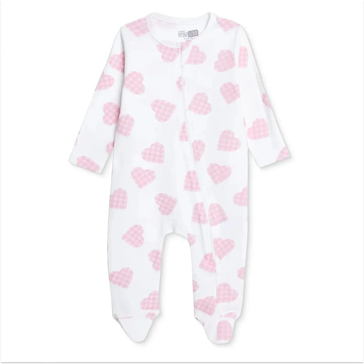 HelloBaby Long Sleeve Baby Sleepsuit with Feet (Newborn to 6-9 Months) - Ecru Printed