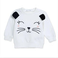 HelloBaby Girls Sweatshirt Animal Print Snap Fastening Crew Neck Long Sleeve - Ecru