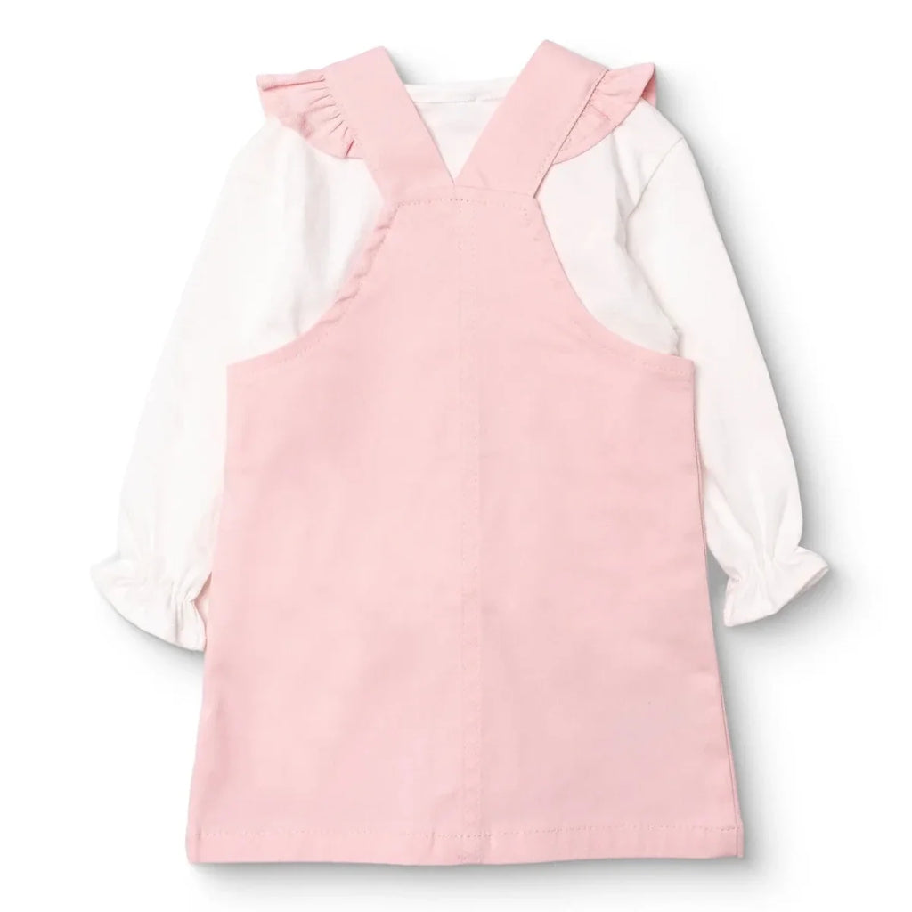 HelloBaby Girls Dungarees & T-shirt Polka Dot Print Buttoned Pastel Dreams Crew Neck Long Sleeve - Pink