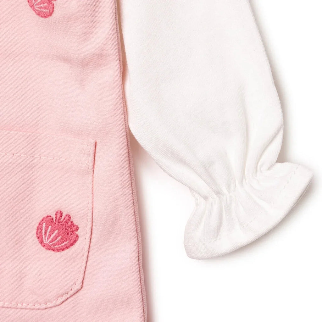 HelloBaby Girls Dungarees & T-shirt Polka Dot Print Buttoned Pastel Dreams Crew Neck Long Sleeve - Pink