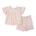 HelloBaby Girls Blouse & Shorts Set Pastel Dreams Crew Neck Full Length Short Sleeve - Pink Printed