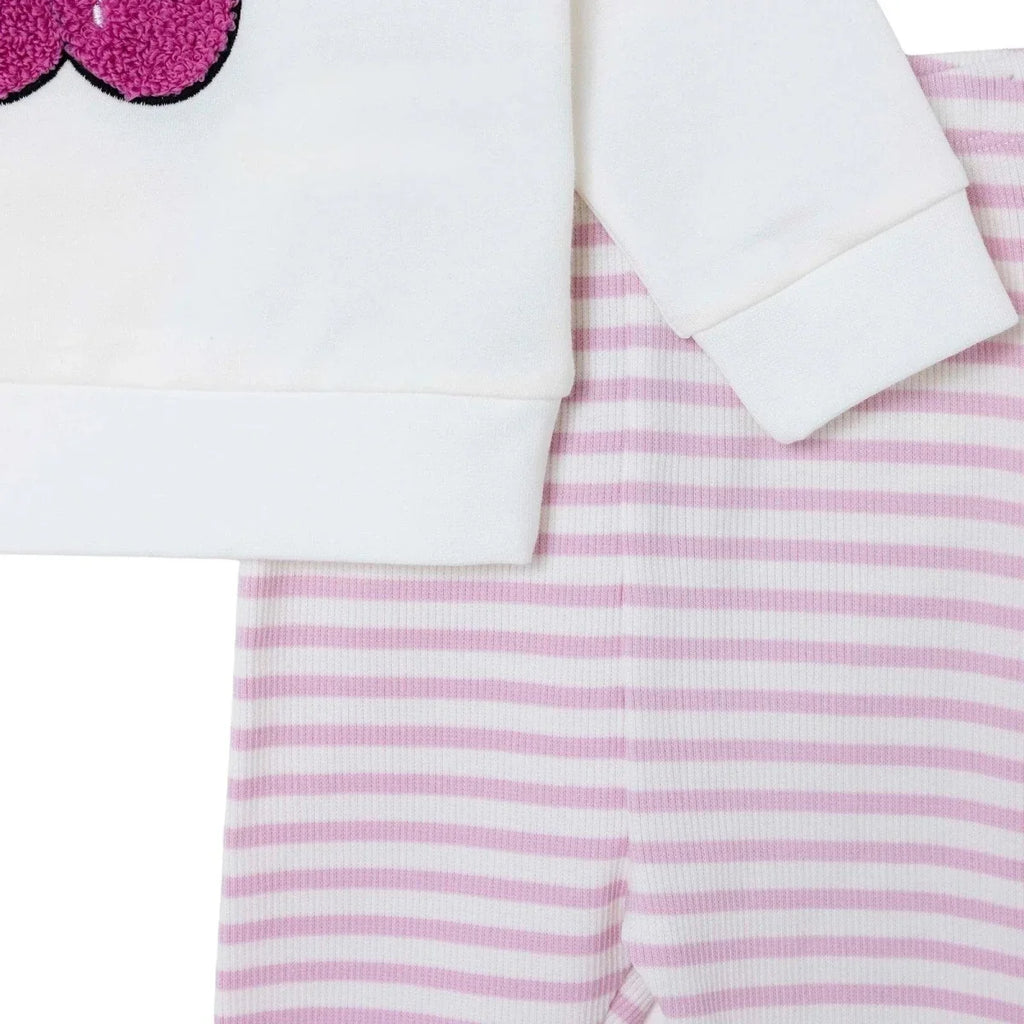 HelloBaby Cherry Print Baby Sweatshirt & Leggings Set (1-3 Months to 12 Months) - Pink