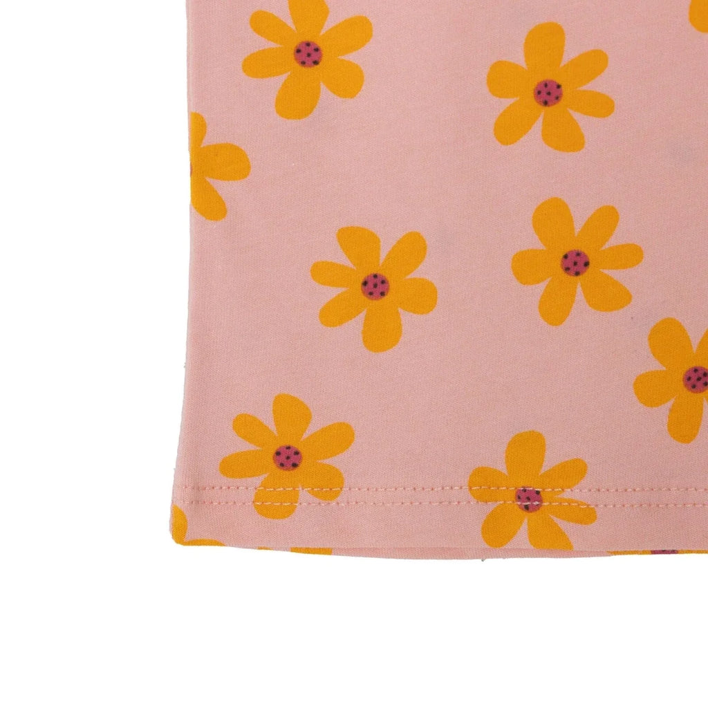 HelloBaby Girls T-shirt Floral Print Crew Neck Short Sleeve - Salmon