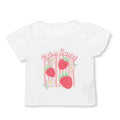 HelloBaby Girls T-shirt Strawberry Print Crew Neck Short Sleeve - Ecru