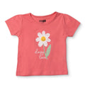 HelloBaby Girls T-shirt Floral Print Crew Neck Short Sleeve - Coral