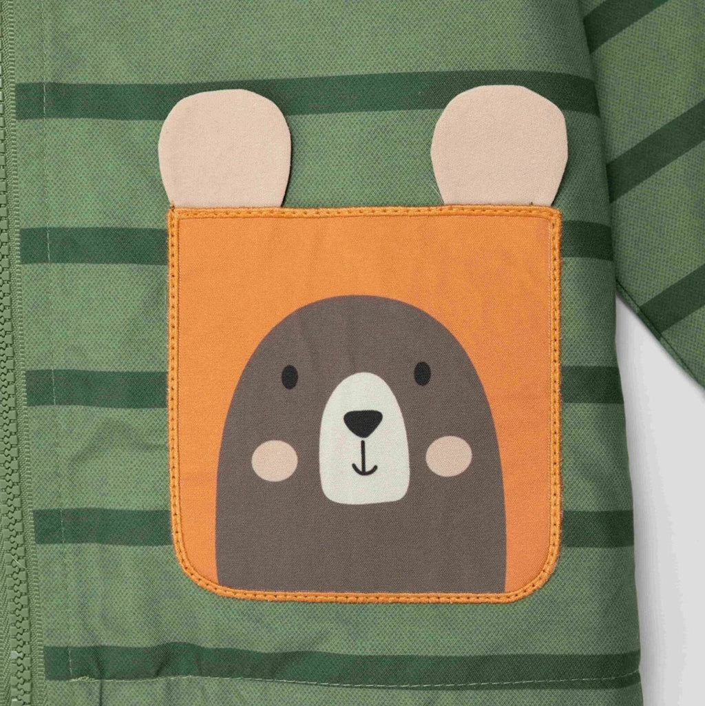 Midimod Animal Print Hooded Lined Baby Raincoat (9-12 Months to 2-3 Years) - Green Printed