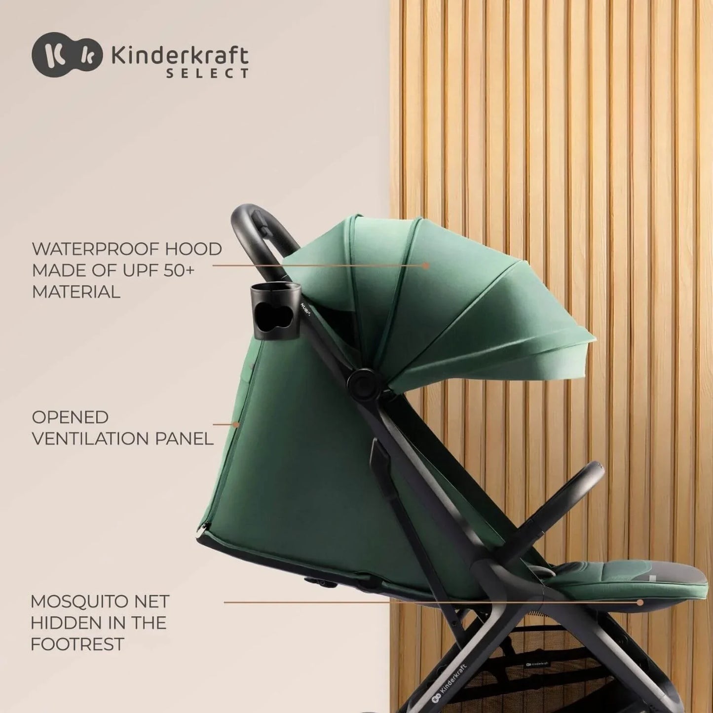 Kinderkraft Nubi 2 Auto-Folding Pushchair - Mystic Green