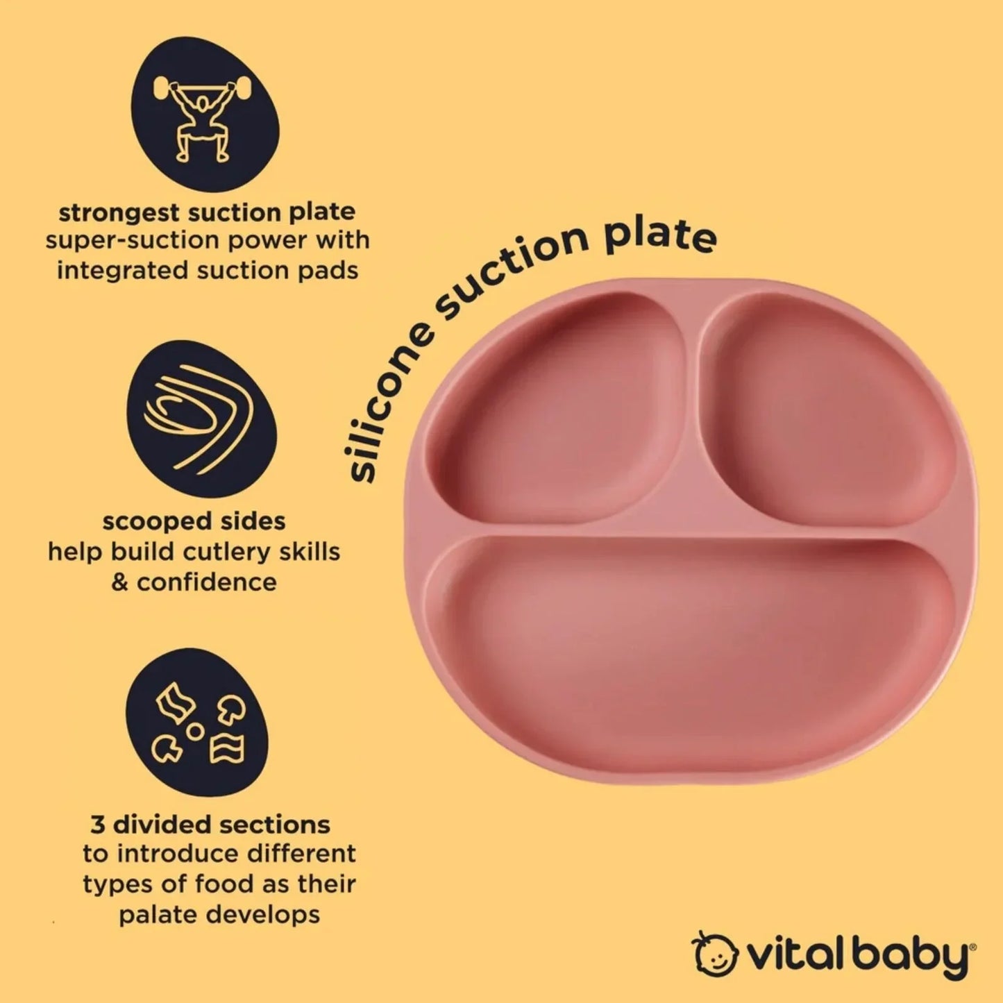 Vital Baby Nourish Silicone Suction Plate - Moody Blue