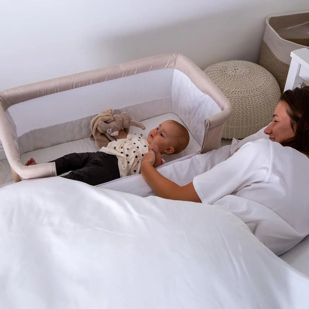 Red Kite Rockabye Bedside Crib - Oatmeal Colour
