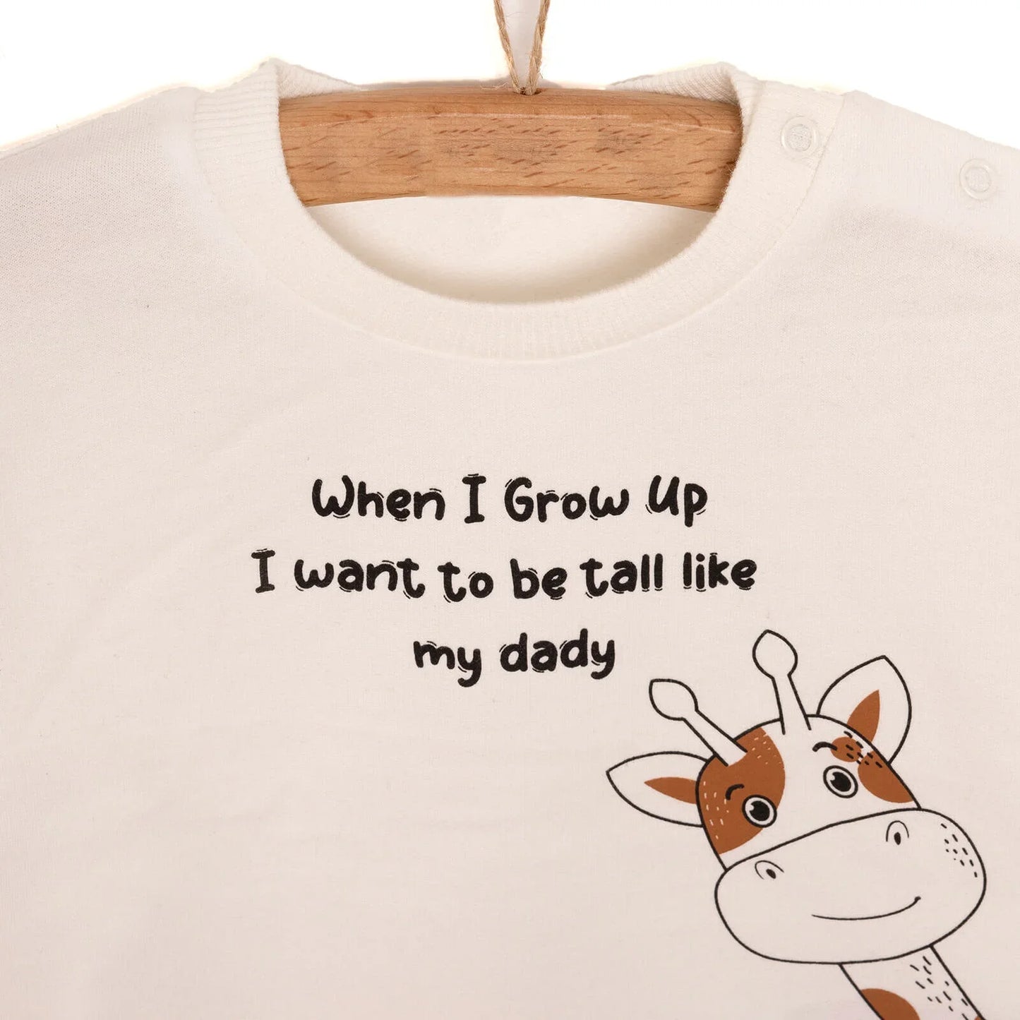 HelloBaby Baby Boy Basic Giraffe Printed Sweatshirt - Ecru