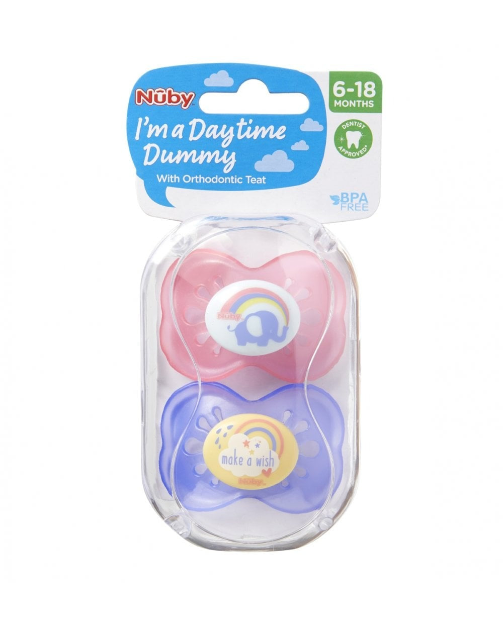 Nuby Daytime Soothers (6-18months) - Pack of 2 [Assorted Designs]
