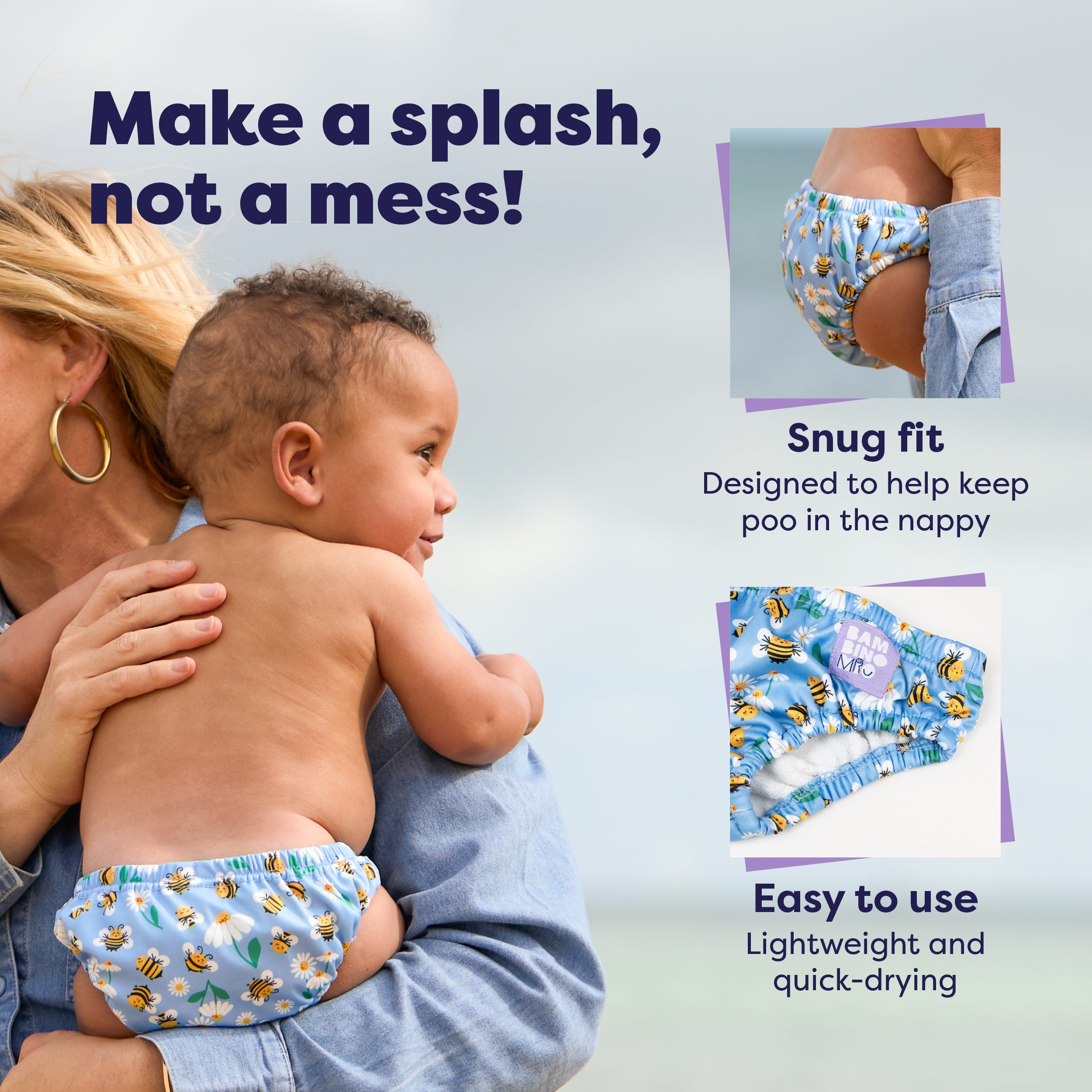 Reusable Swim Nappy in Busy Bees