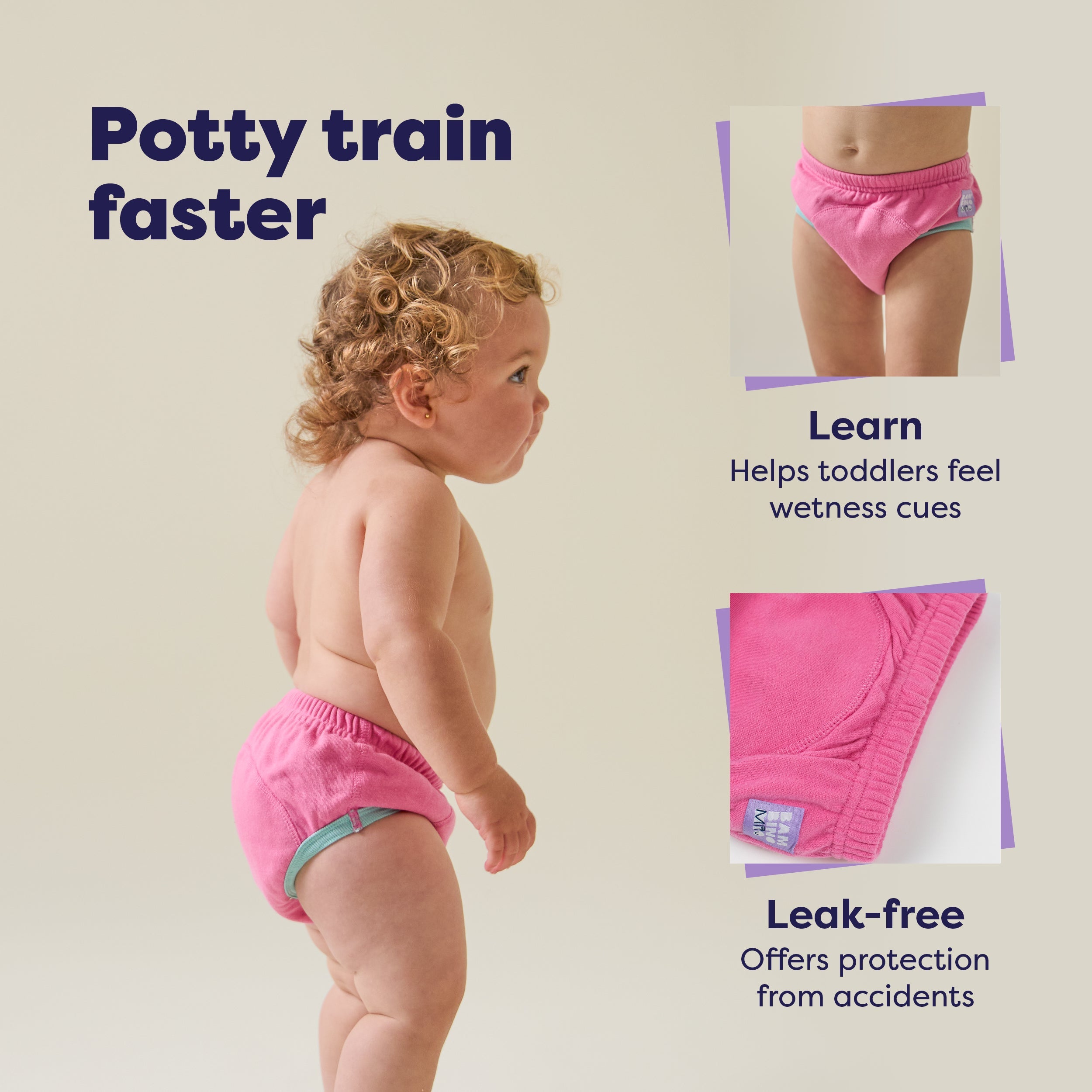 NEW: 3 Pack Reusable Potty Training Pants in Pink - Elite Design