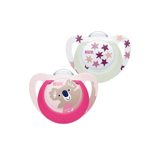 NUK Star Day & Night Soother 18-36 months Pack of 2 - Pink