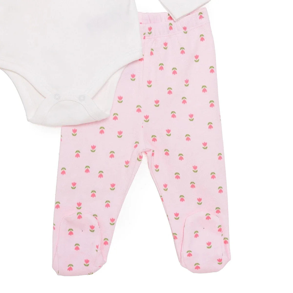 HelloBaby Girls Body-Footed Bottom-Hat Flower - Ecru