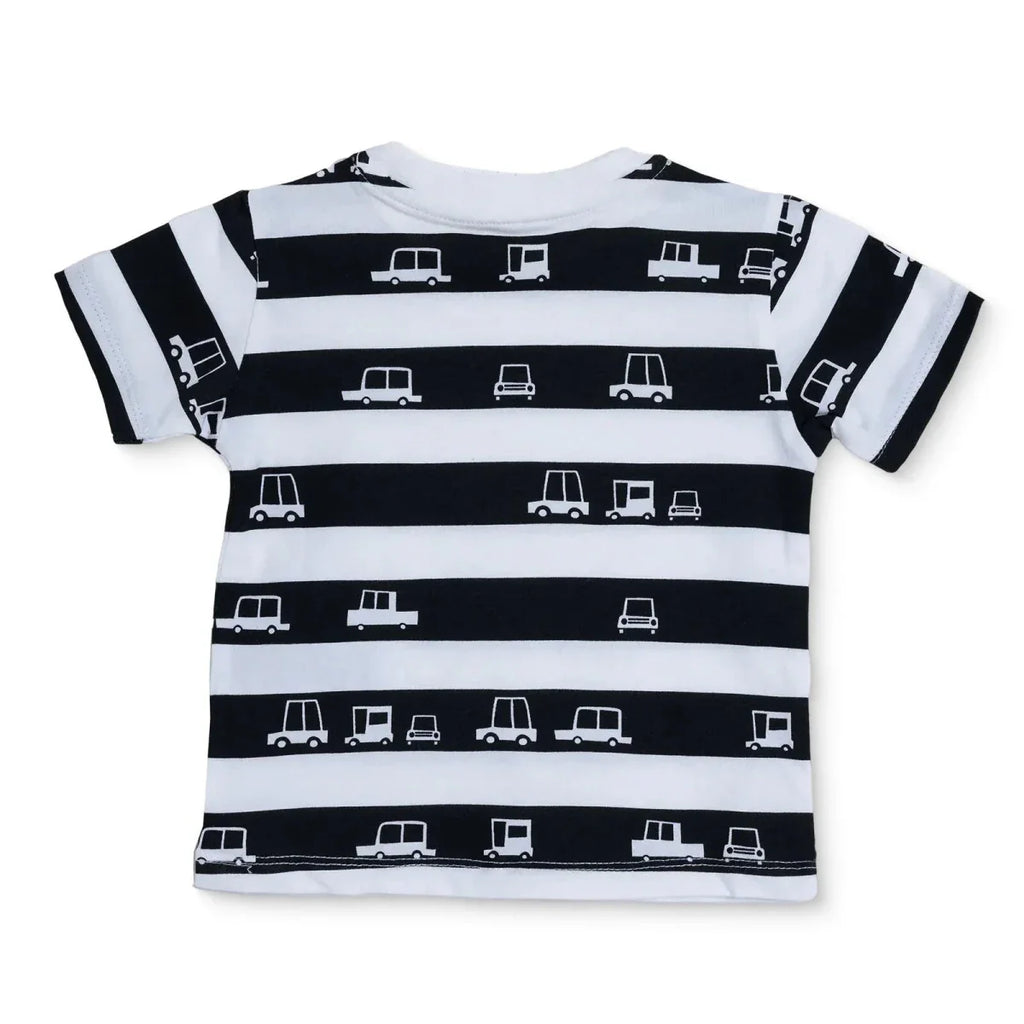 HelloBaby Boys T-shirt Vehicle Print Crew Neck Short Sleeve - Ecru