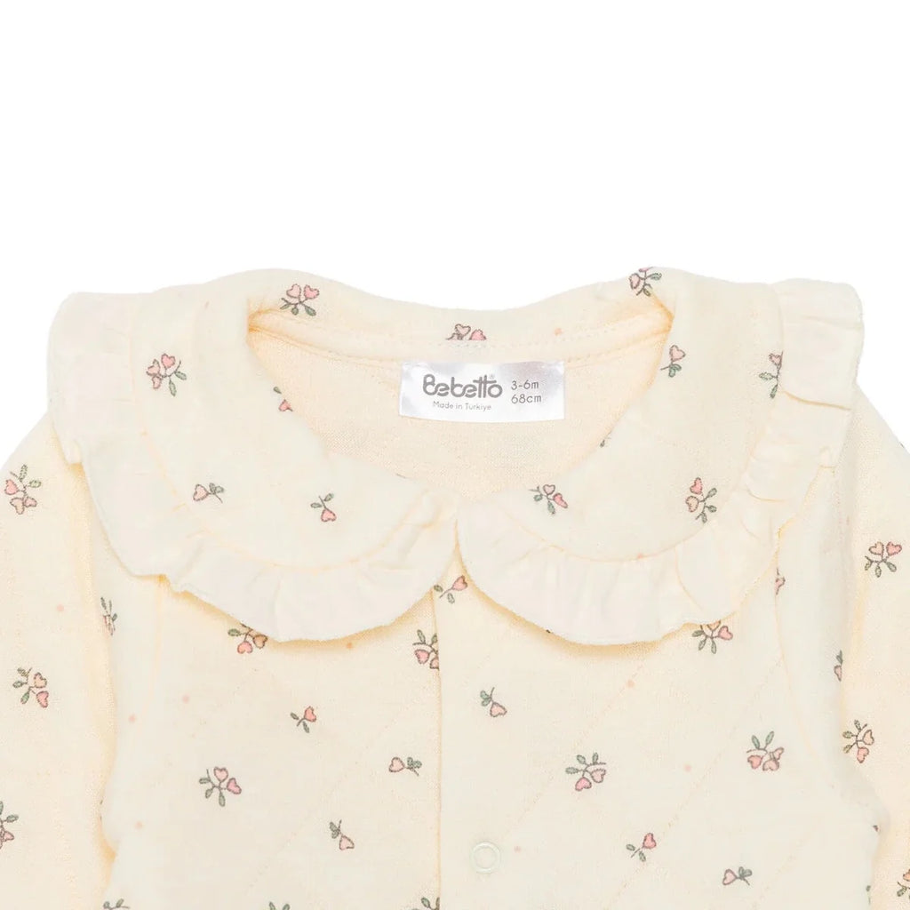 Bebetto Quilted Long Sleeve Baby Sleepsuit with Feet (Newborn to 6-9 Months)