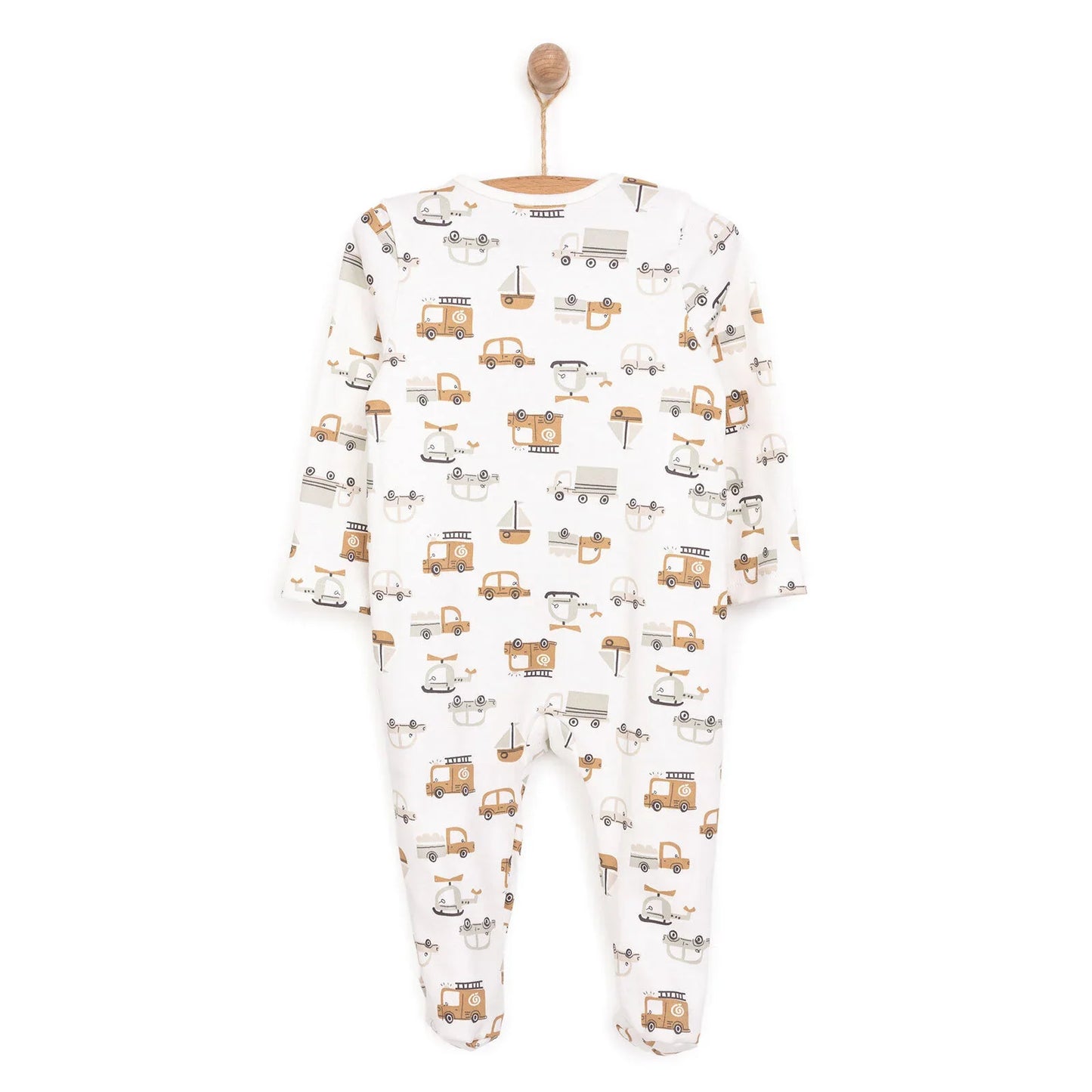 HelloBaby Newborn Boy Organic Footed Jumpsuit - Ecru