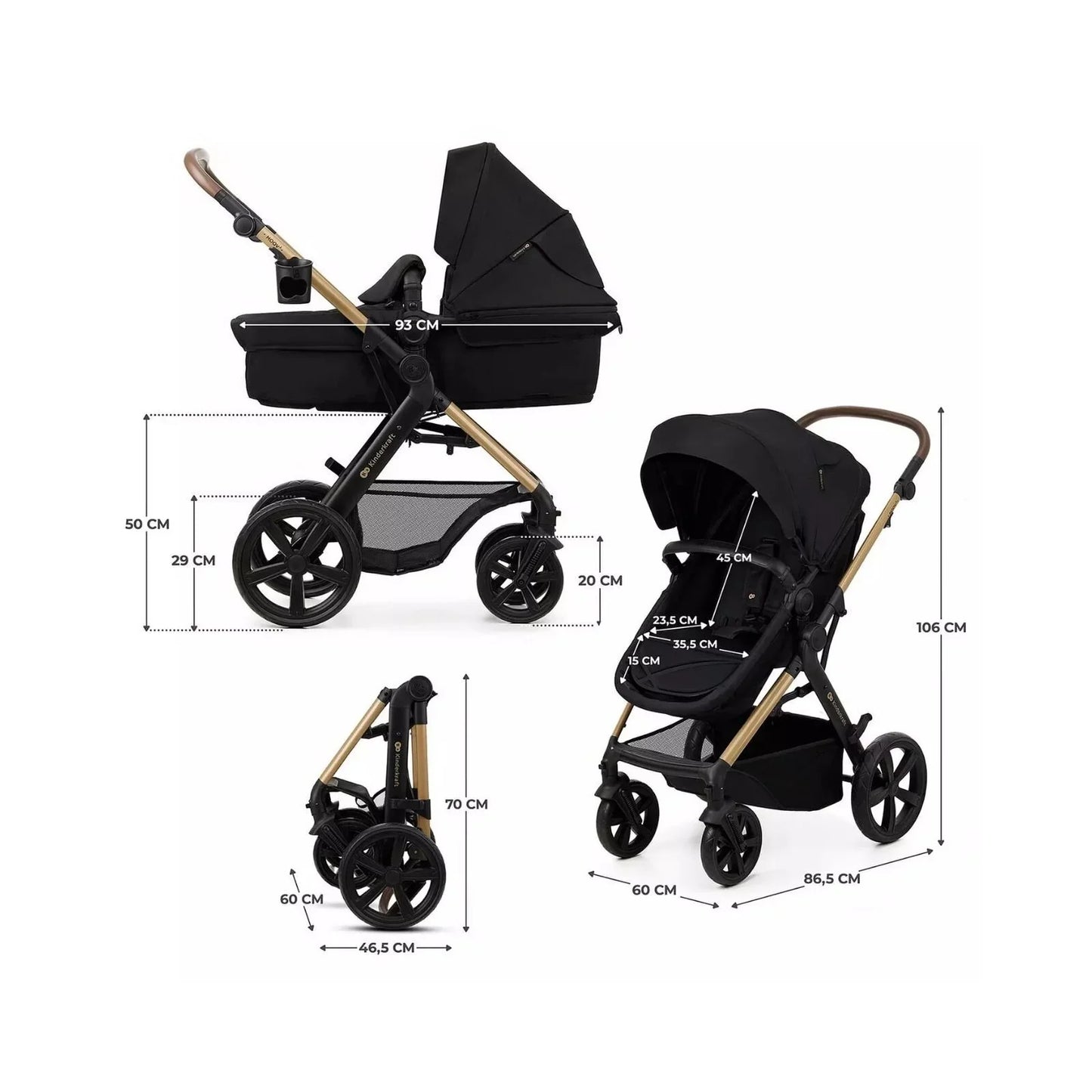 Kinderkraft Moov 2 3-in-1 Travel System - Black
