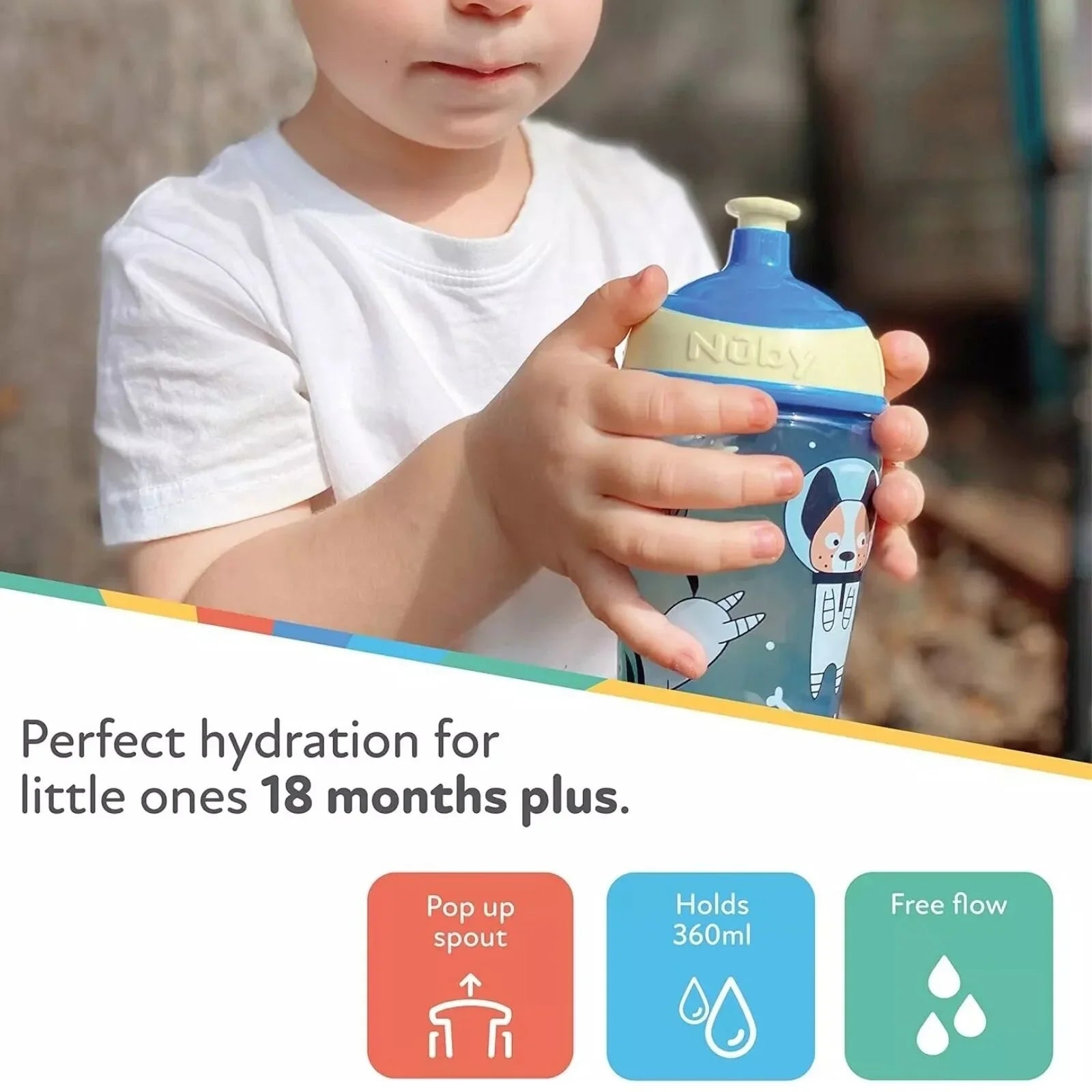 Nuby Super Slurp Water Bottle (Pack of 1) - 360ml
