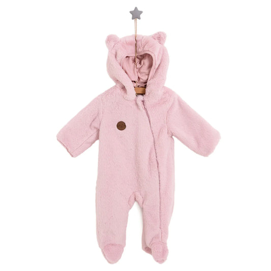 HelloBaby Newborn Girl Plush Footed Jumpsuit - Pink