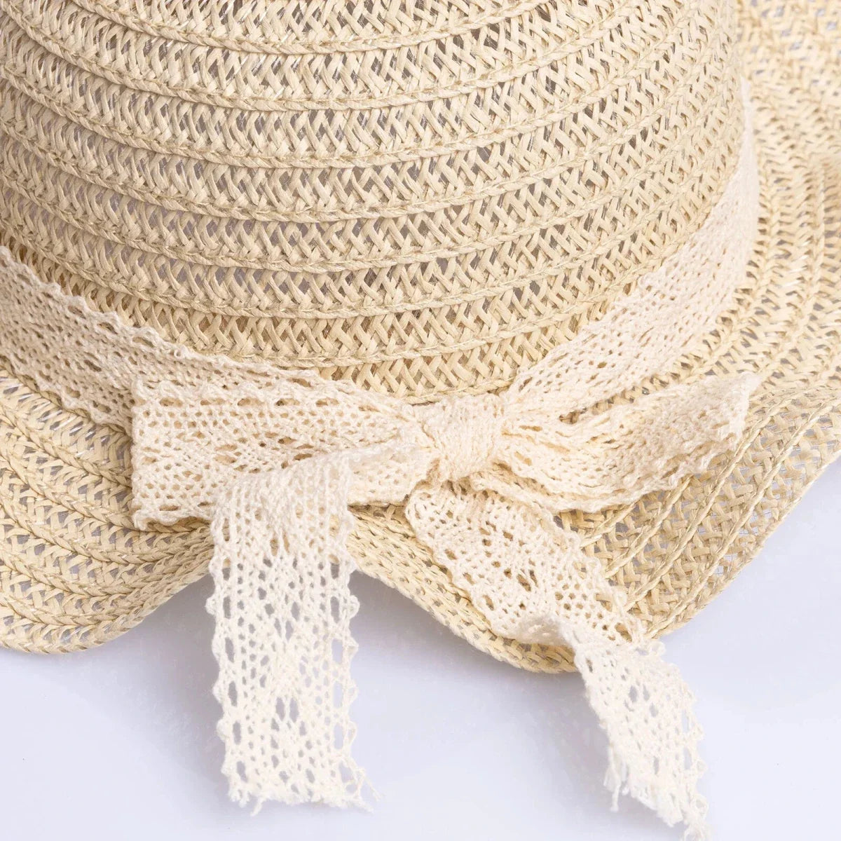 HelloBaby Ribbon Trim Straw Baby Hat (12 Months to 1-4 Years) - Ecru
