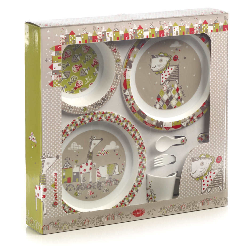 Jane 6 Piece Babies Microwave Feeding & Cutlery Set, Tangram II
