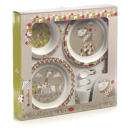 Jane 6 Piece Babies Microwave Feeding & Cutlery Set, Tangram II