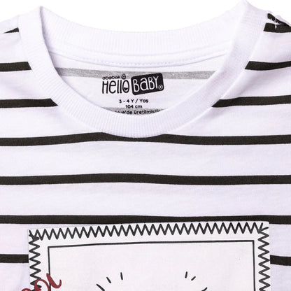 HelloBaby Boys T-shirt Bear Print Cool Boy Crew Neck Short Sleeve - Ecru