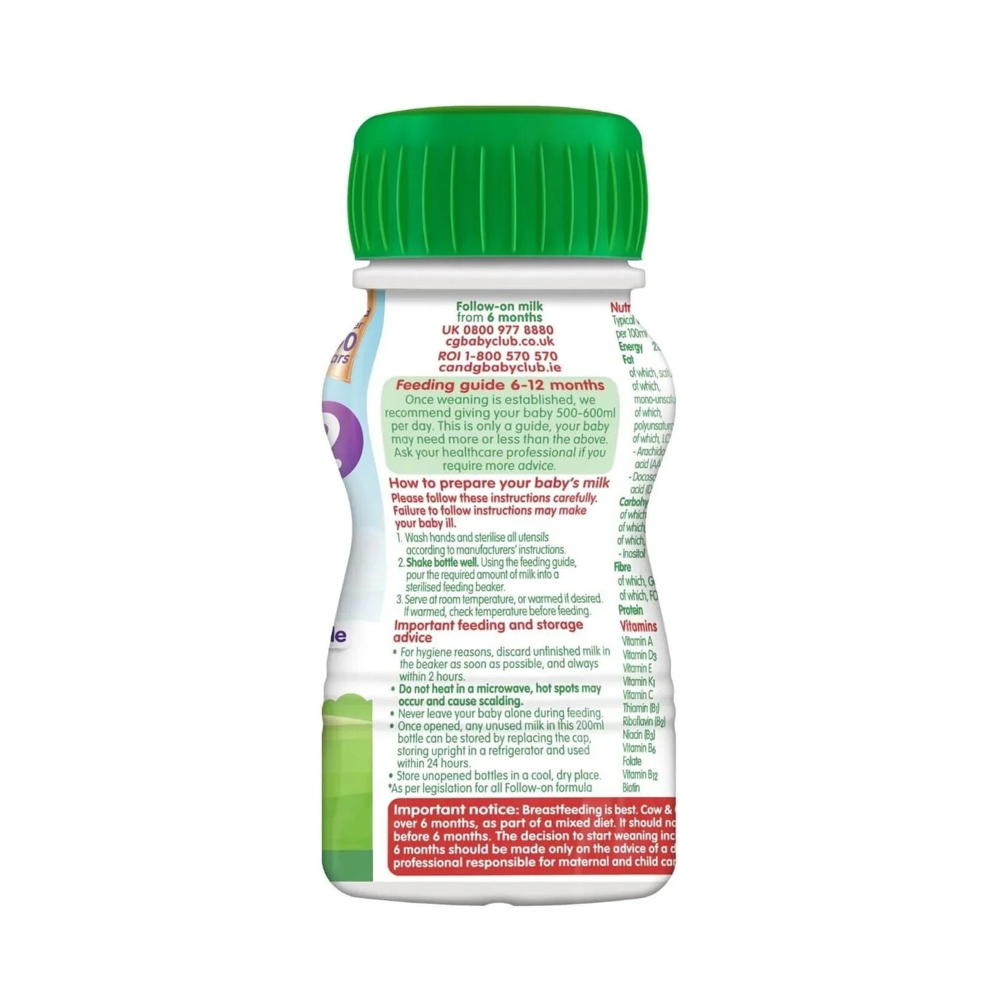 Cow & Gate 2 Follow On Ready to Drink Liquid Milk 6+ months 200ml