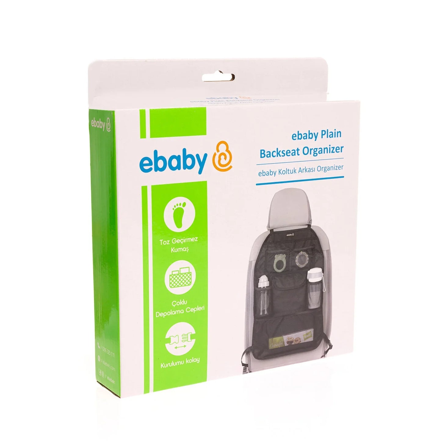 ebaby Plain Backseat Organiser-Black