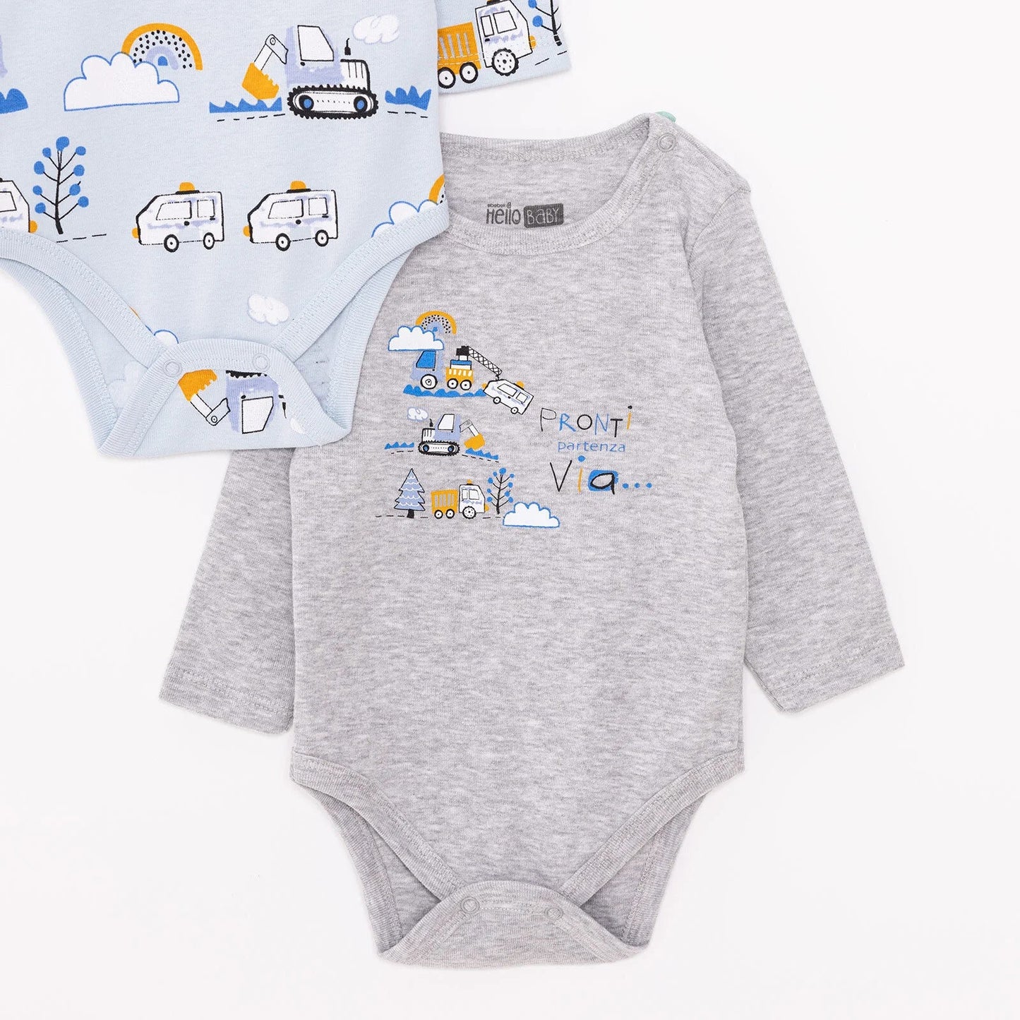 HelloBaby Boy 2-Pack Long Sleeve Bodysuit - Blue
