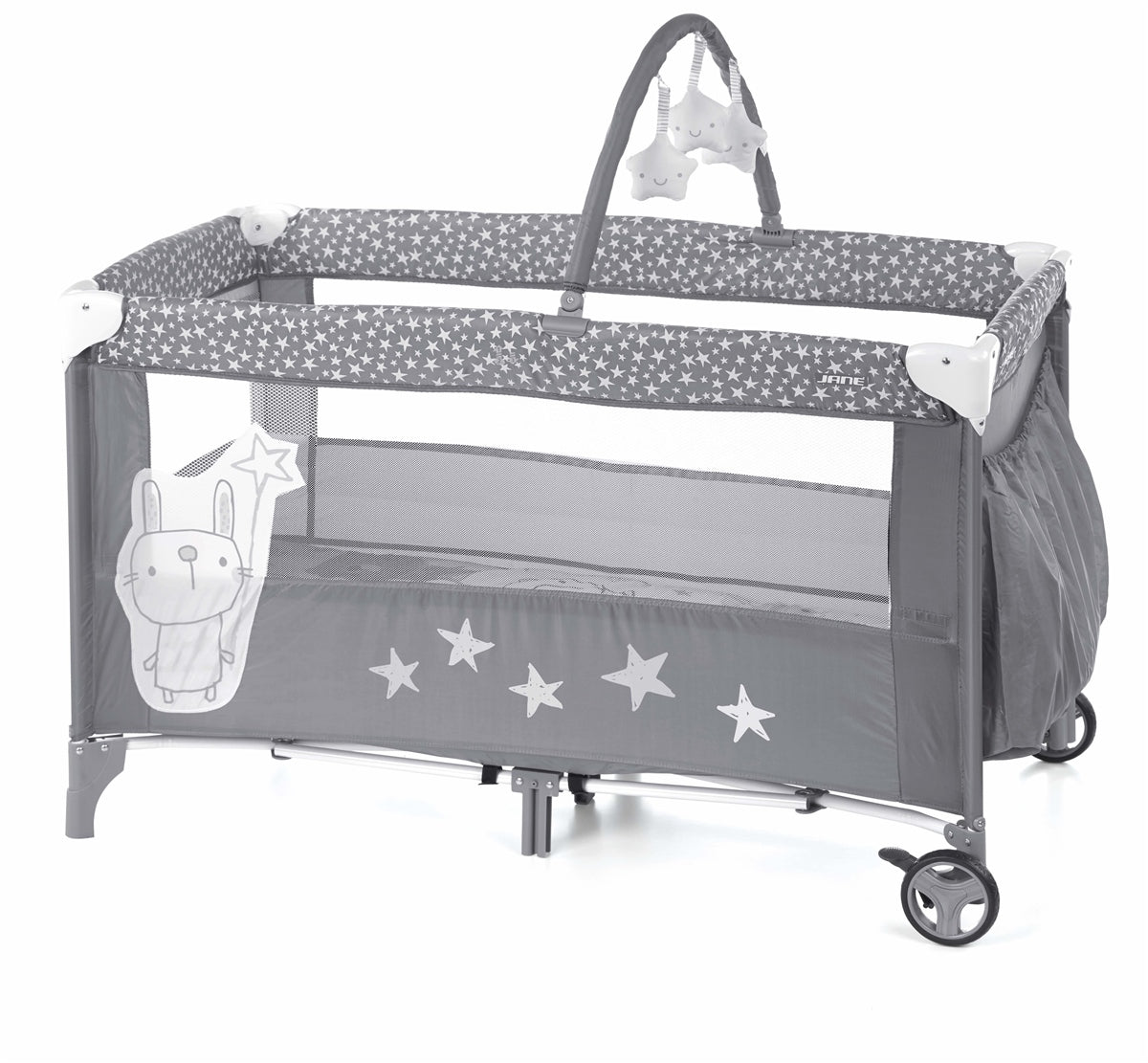 Jane Duo Level Toys Travel Cot – Two-Tier Design with Activity Arch, Stars