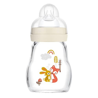 MAM Feel Good GLASS Bottle 170mls - Unisex (PACK OF 1 - SINGLE BOTTLE) - DESIGN MAY VARY TO IMAGE SHOWN