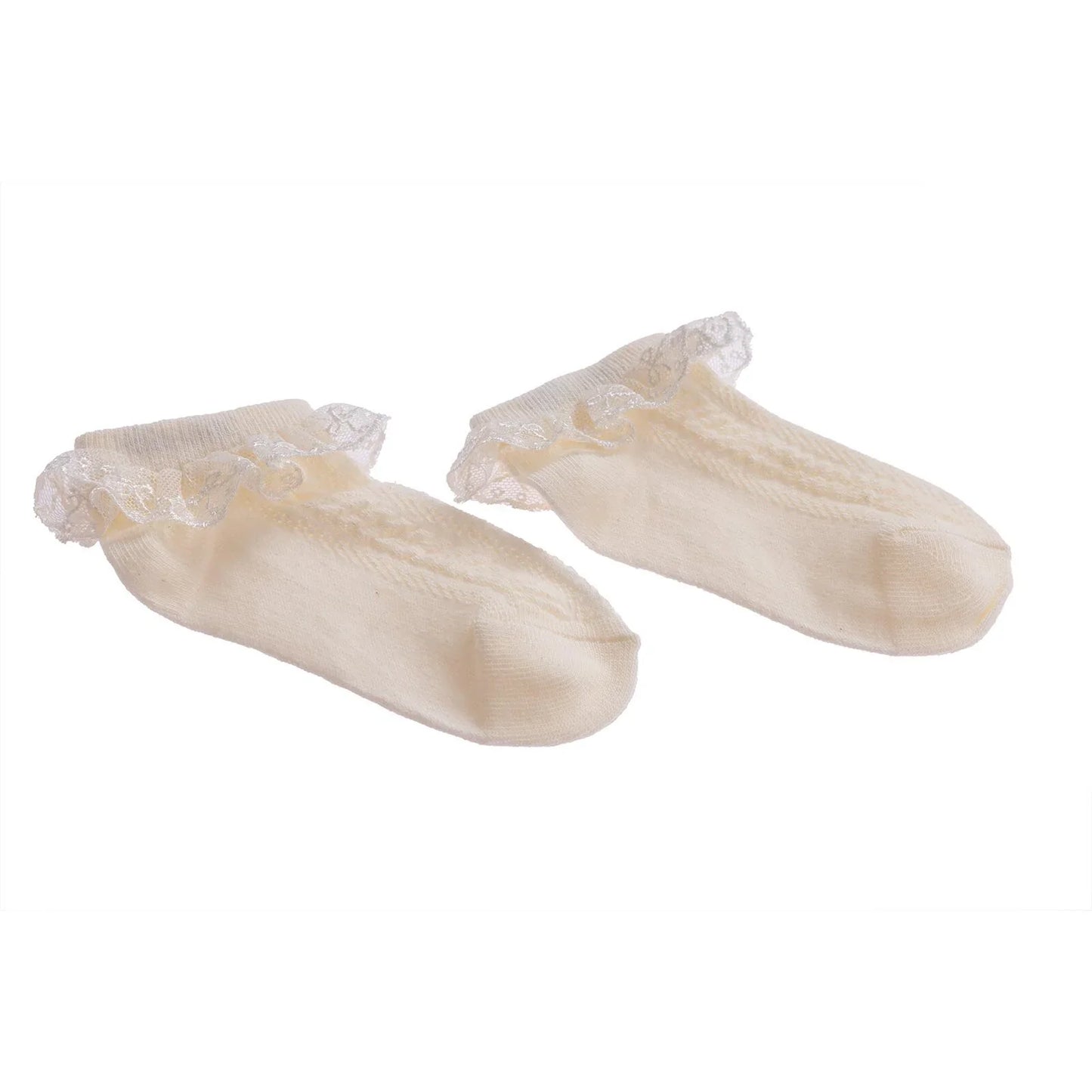 HelloBaby Girl Socks with Lace - Ecru