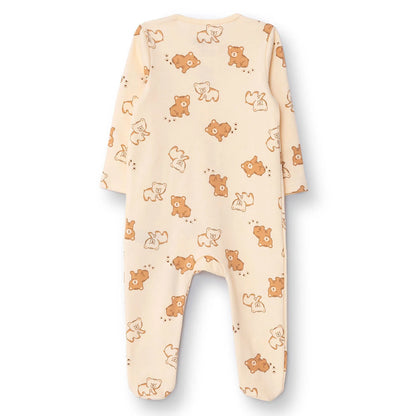 HelloBaby Newborn Footed Jumpsuit - Beige Printed