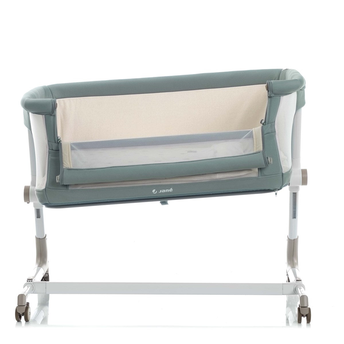Jane Baby Side Crib + 4 Piece Bedding Set & Safety Mattress, Sesame