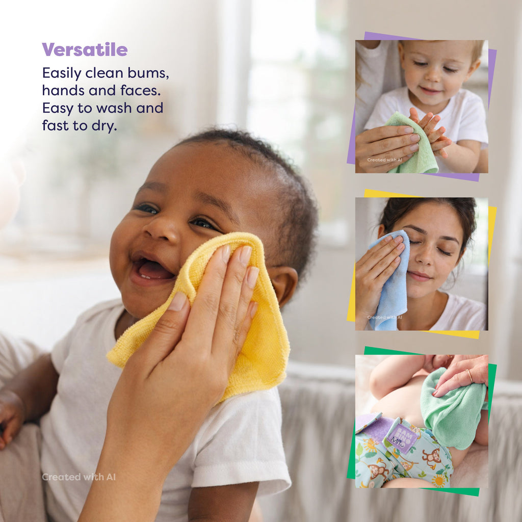 Reusable Baby Wipes for Sensitive Skin in Paintbox Pastels