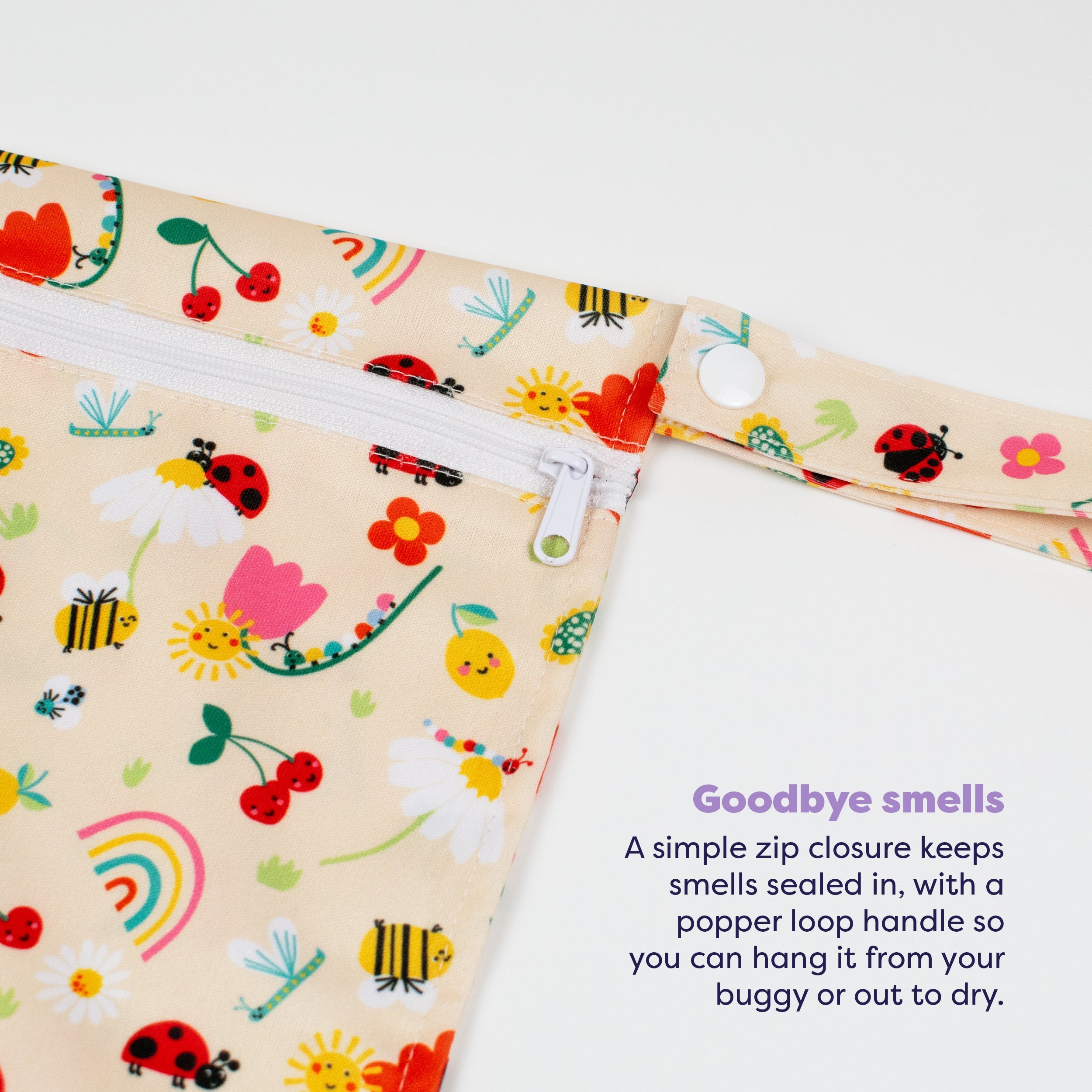 Out and About Waterproof Wet Nappy Bag in Sunshine Friends